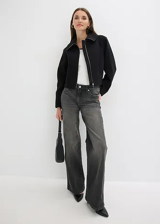 Kurtka oversize na podszewce • czarny • sklep bonprix