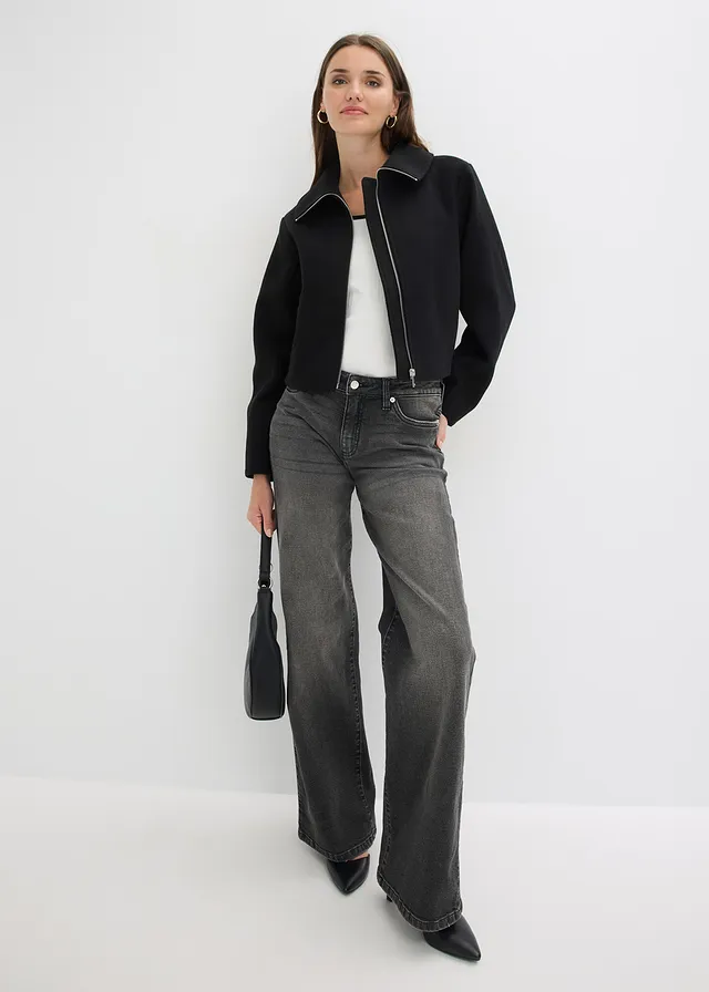 Gevoerde oversized jas zwart