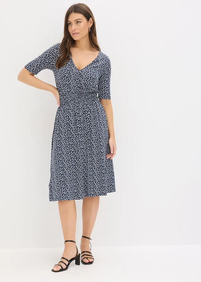 Jersey jurk in een viscosemix • donkerblauw gebloemd • product-page.page-title-suffix