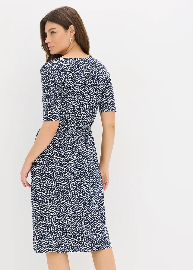 Jersey jurk in een viscosemix • donkerblauw gebloemd • product-page.page-title-suffix