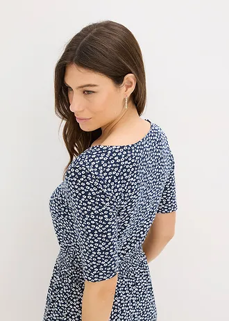 Rochie din jerse din amestec cu viscoză • bleumarin floral • magazin bonprix