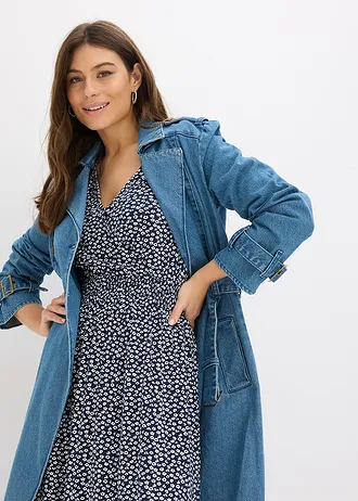 Robe en jersey viscose • bleu foncé floral • Boutique bonprix