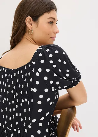 Midi jurk in een viscosemix • gestipt zwart/wit • bonprix online shop