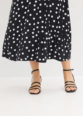 Midi jurk in een viscosemix • gestipt zwart/wit • bonprix online shop