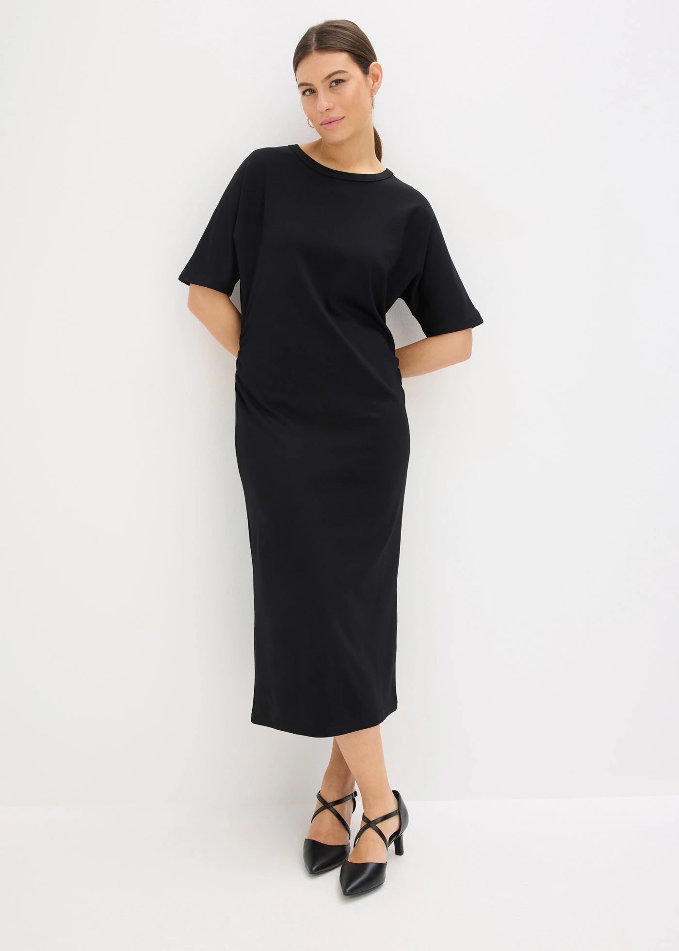Rochie midi din material comod Punti di Roma • negru • magazin bonprix