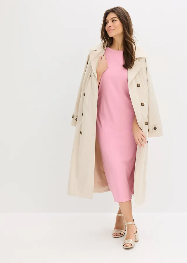 Robe midi en Punto di Roma confortable, Couleur: orchidée fumé