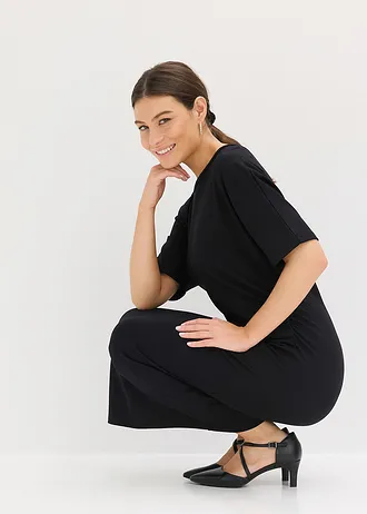 Midi jurk van comfortabel Punto di Roma, Kleur: zwart