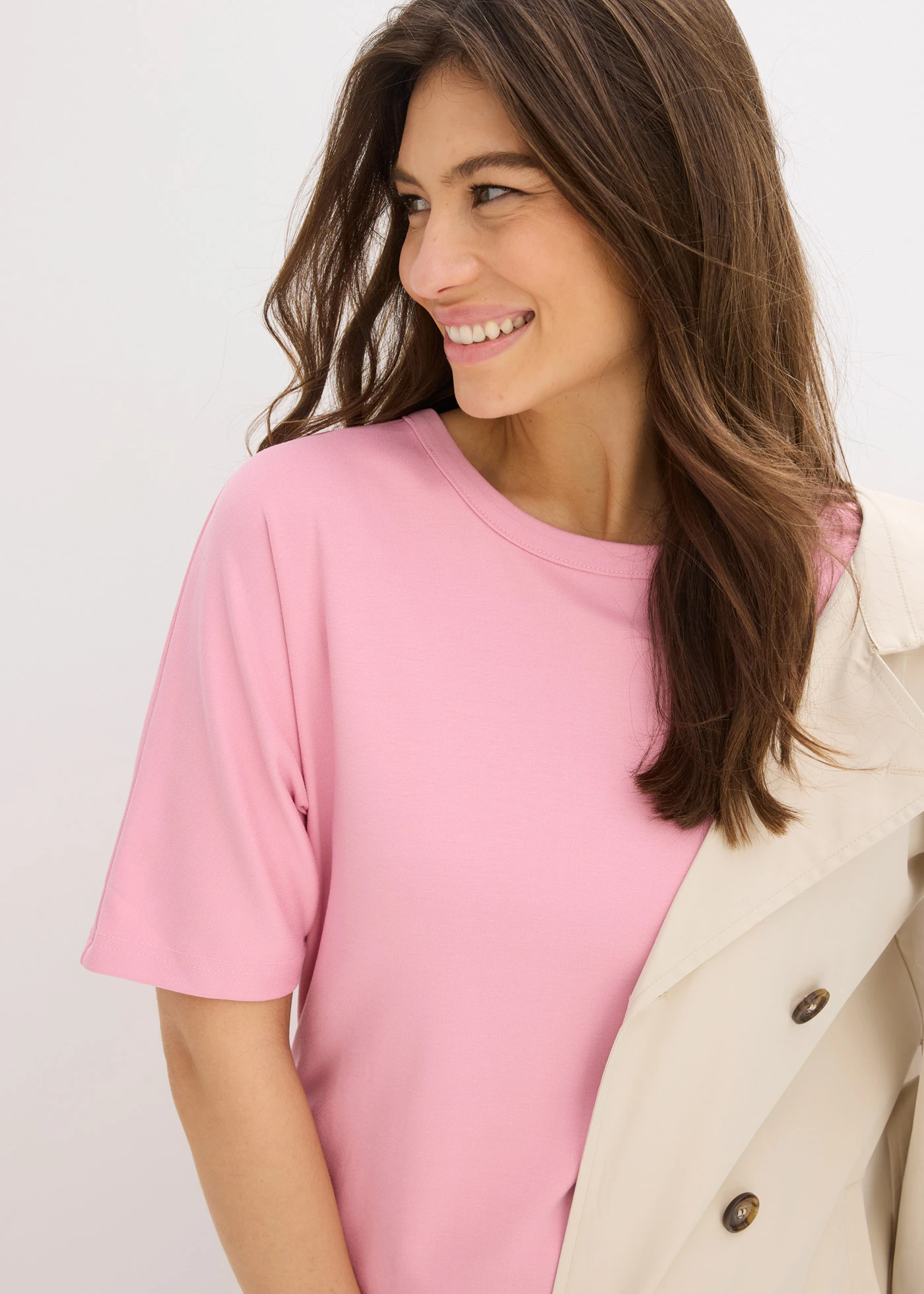 Midi jurk van comfortabel Punto di Roma • rookorchidee • bonprix online shop