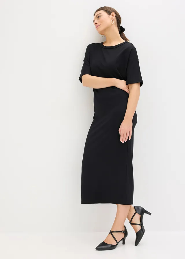 Robe midi en Punto di Roma confortable • noir • product-page.page-title-suffix