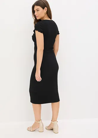 Rochie din jerse din crep structurat • negru • magazin bonprix