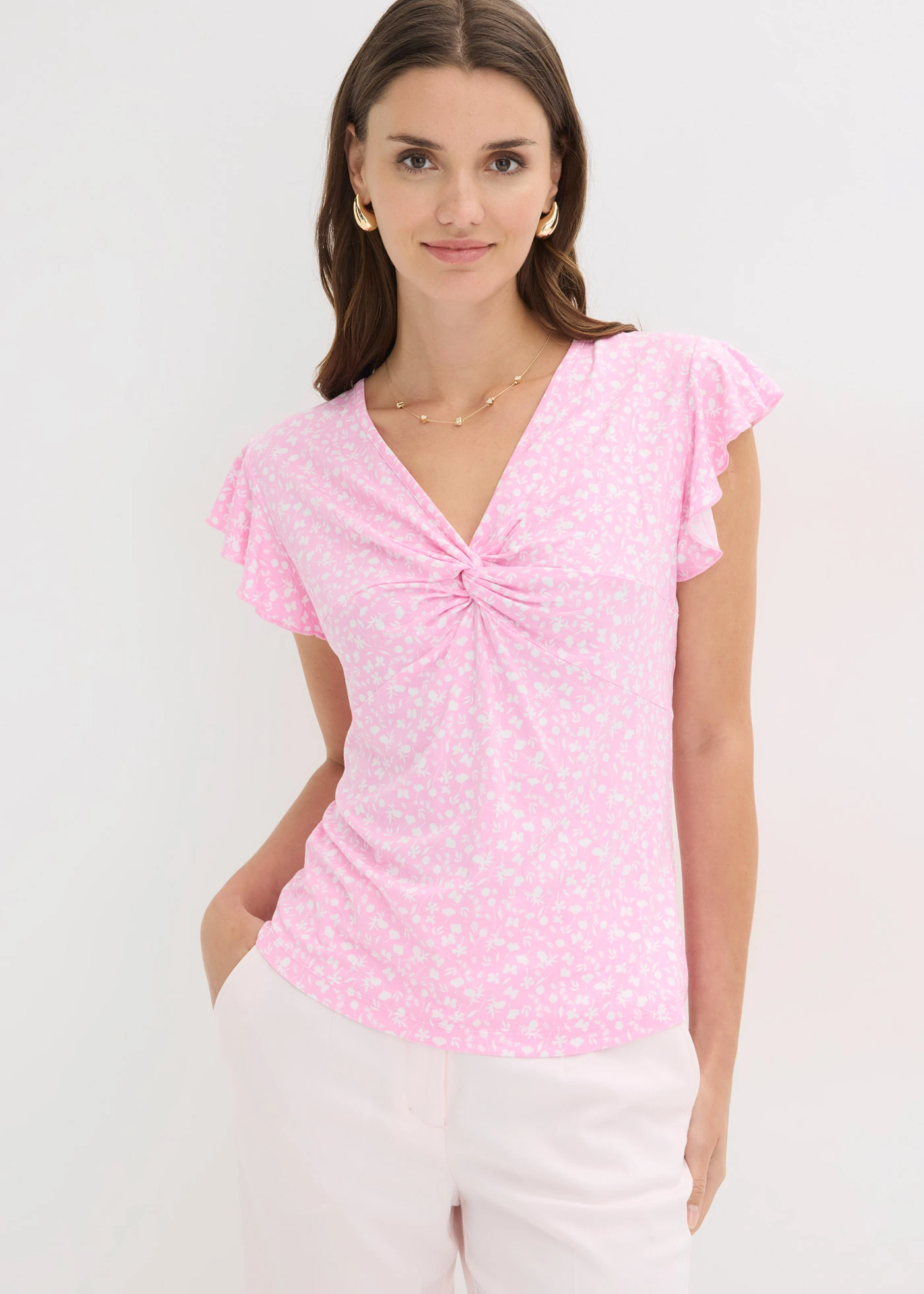 Shirt met viscose • roze-wit gebloemd • bonprix online shop