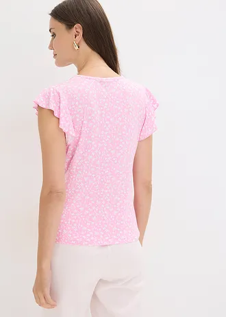 Blouse en jersey viscose extensible • rose-blanc floral • Boutique bonprix