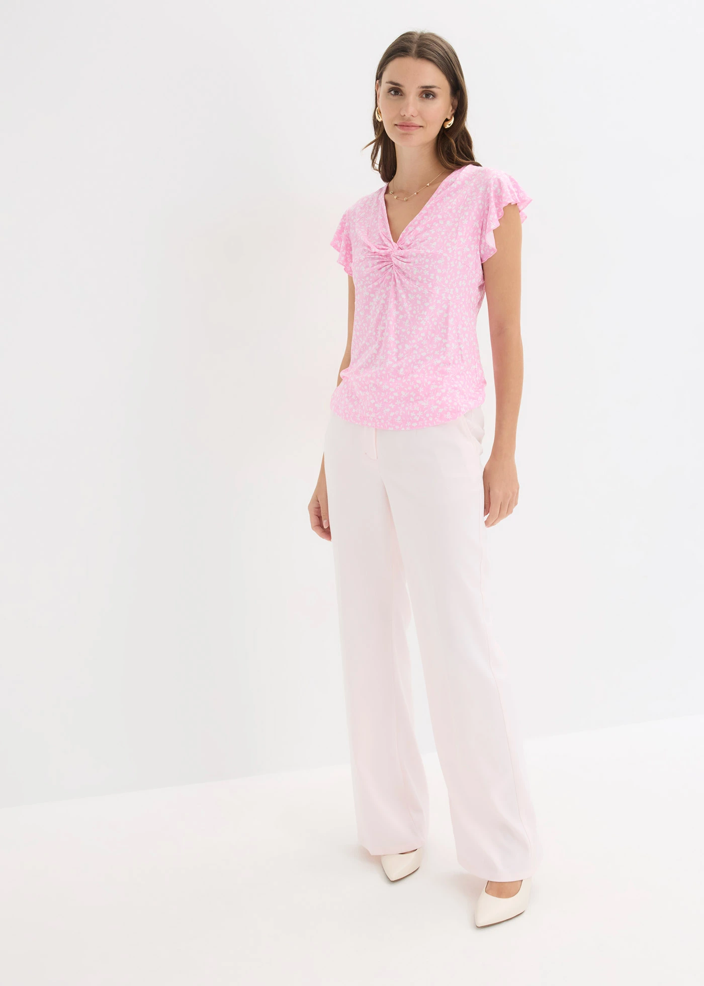 Shirt met viscose • roze-wit gebloemd • bonprix online shop
