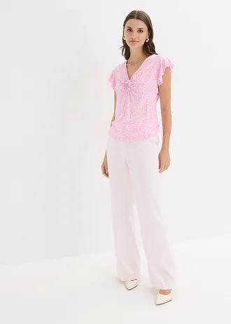 Blouse en jersey viscose extensible • rose-blanc floral • Boutique bonprix