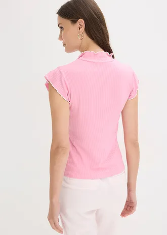 Geribd shirt in een viscosemix • roze-wolwit • bonprix online shop