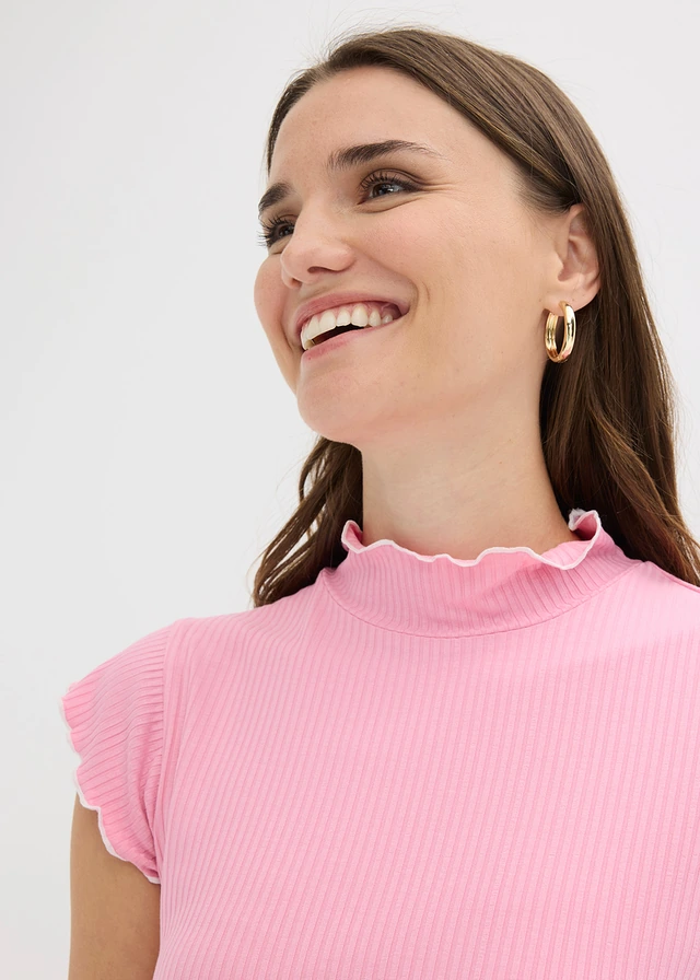 Geribd shirt in een viscosemix • roze-wolwit • product-page.page-title-suffix