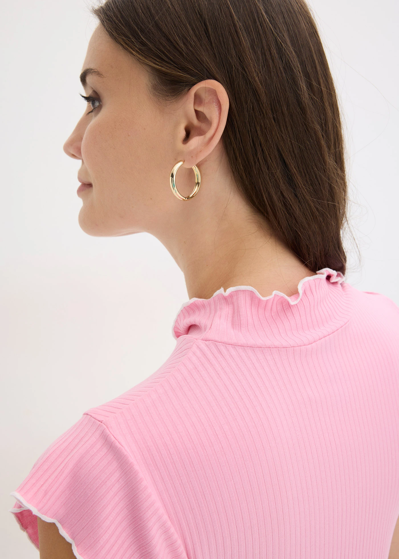 T-shirt côtelé en viscose extensible • rose-écru • Boutique bonprix