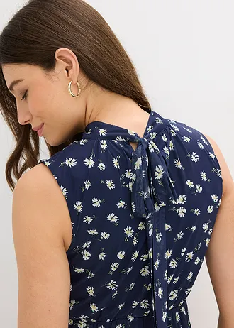 Robe en jersey et mesh fin • bleu foncé floral • Boutique bonprix