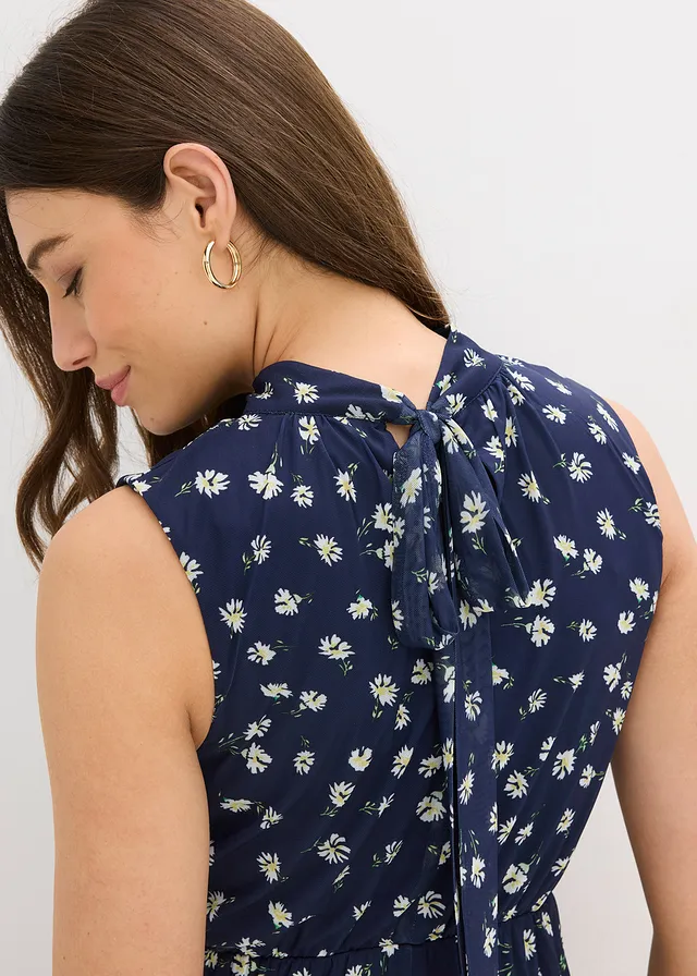 Jersey jurk van fijne mesh • donkerblauw gebloemd • product-page.page-title-suffix