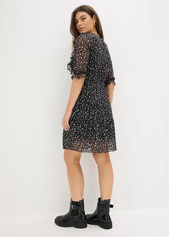 Robe en jersey et mesh fin • noir floral • Boutique bonprix