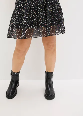 Jersey jurk van fijne mesh • zwart gebloemd • bonprix online shop