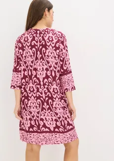 Robe-tunique en viscose fluide, Couleur: rouge érable imprimé