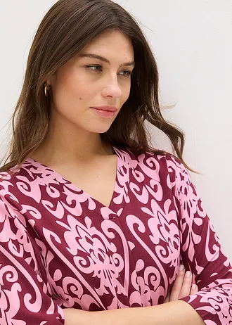 Robe-tunique en viscose fluide • rouge érable imprimé • Boutique bonprix
