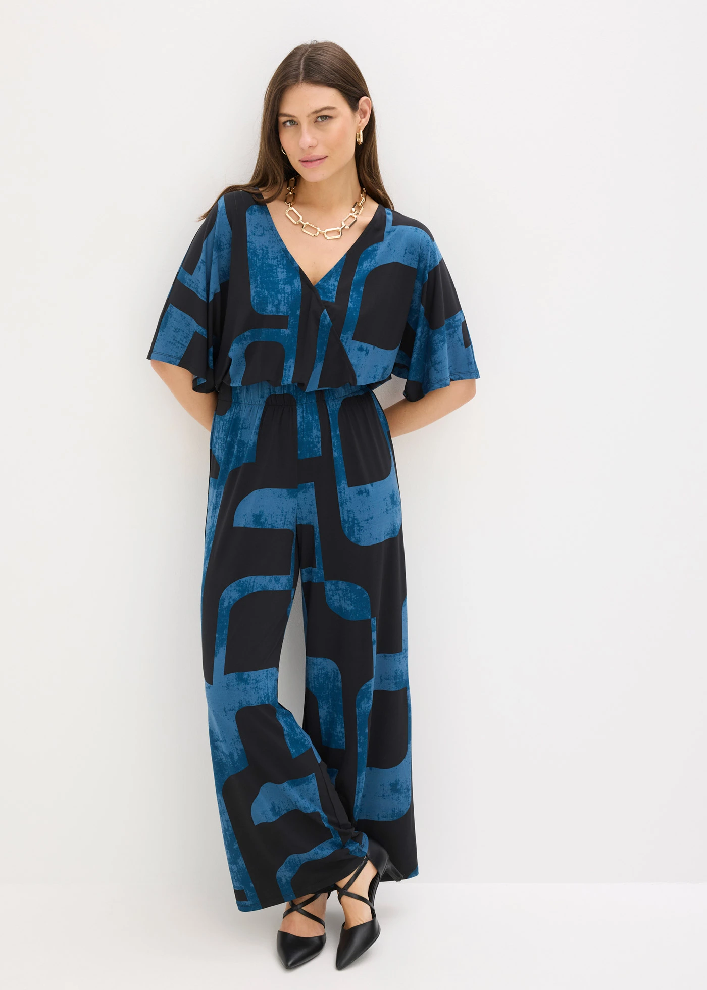 Combinaison en jersey • noir/bleu pétrole imprimé • Boutique bonprix