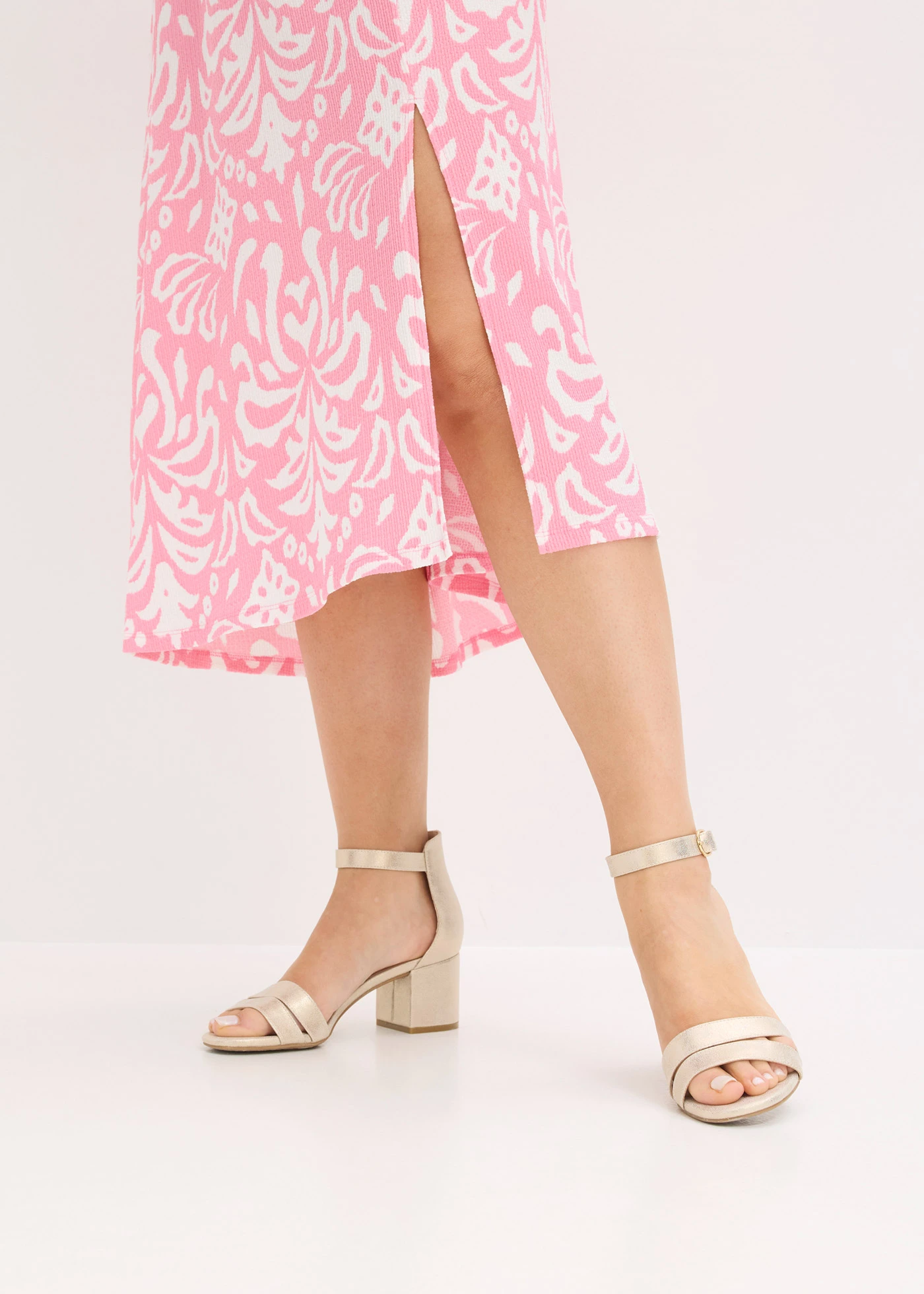 Jersey jurk • roze-wit • bonprix online shop