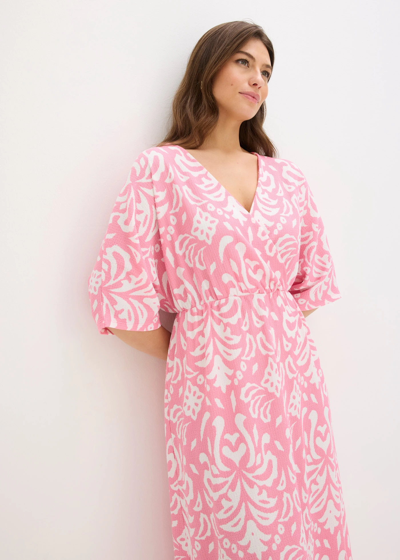 Jersey jurk • roze-wit • bonprix online shop