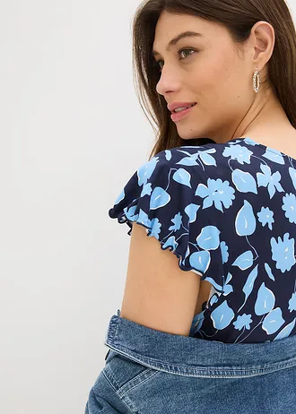 Gebloemde jersey jurk in een zachte viscosemix • donkerblauw/lichtblauw gebloemd • bonprix online shop