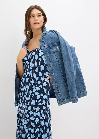 Robe imprimée en jersey viscose • bleu foncé-bleu clair floral • Boutique bonprix