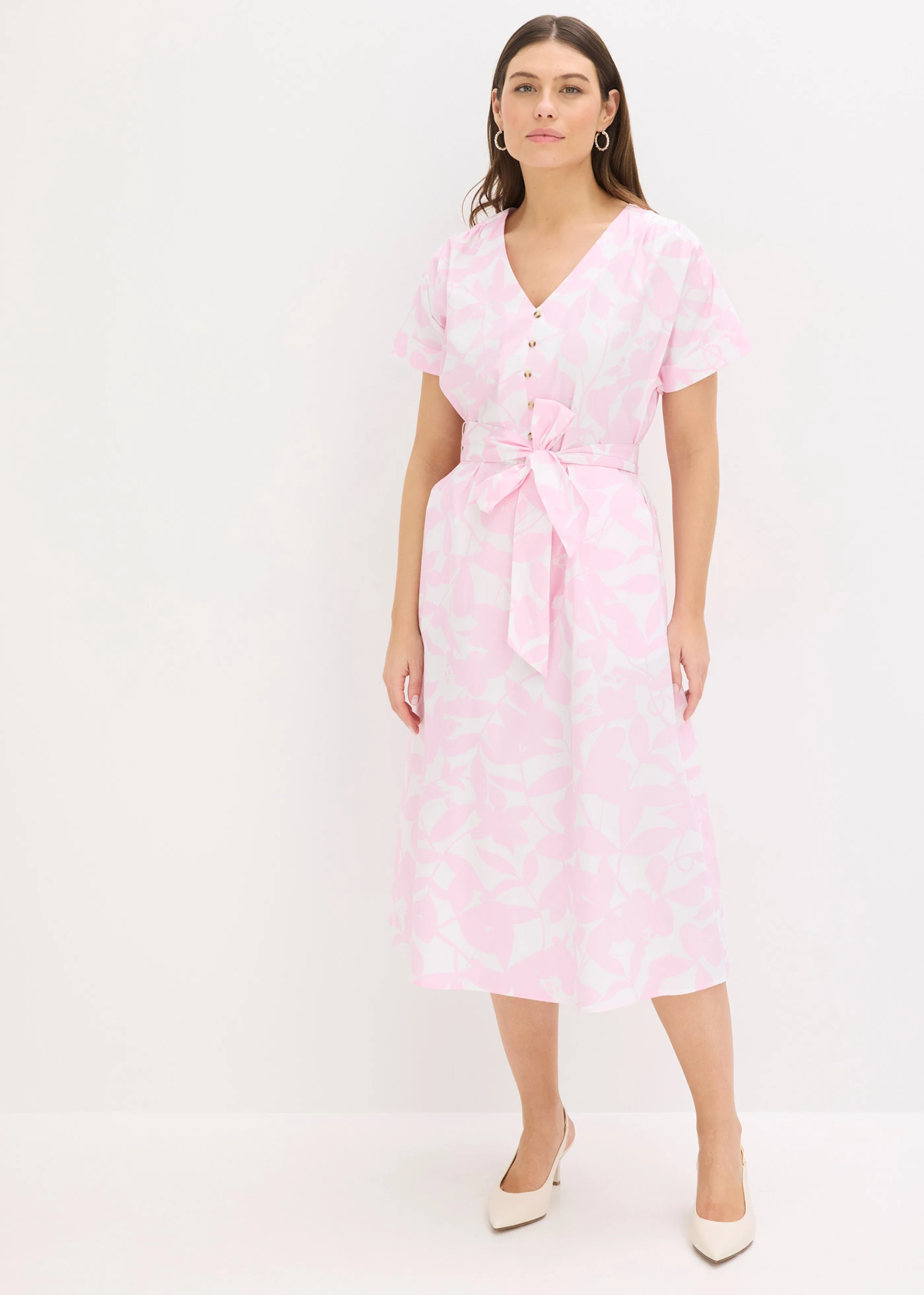 Rochie midi • roz-cristal/alb floral • magazin bonprix