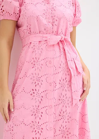 Blousejurk met broderie anglaise borduurwerk, van puur katoen • roze • bonprix online shop