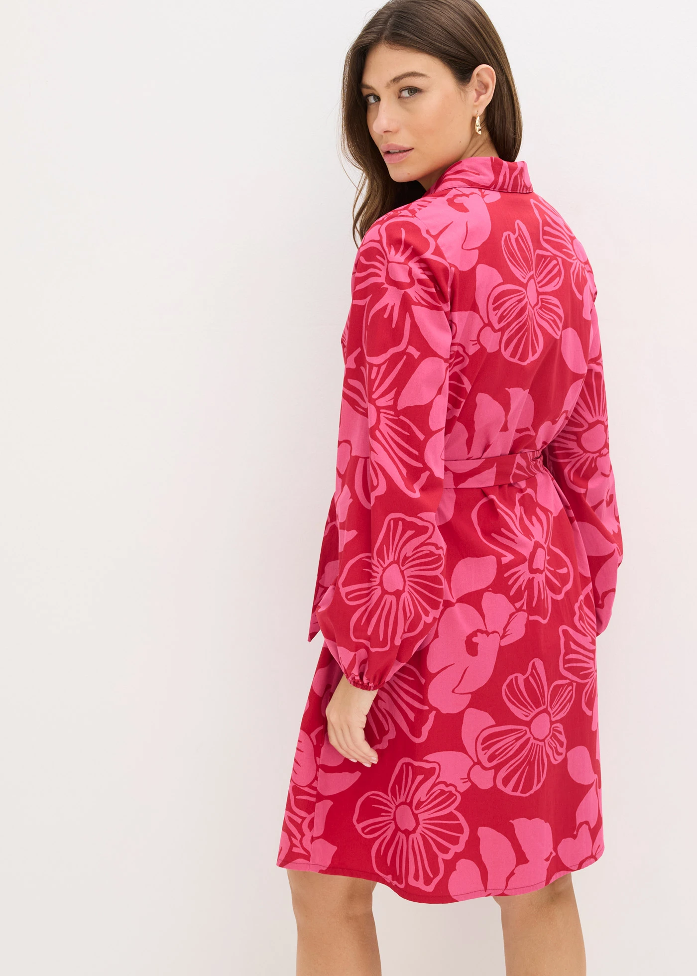 Robe-chemise 100% coton • rose vif floral • Boutique bonprix