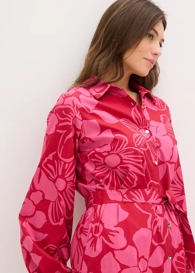 Rochie-bluză din bumbac 100% • pink floral • magazin bonprix