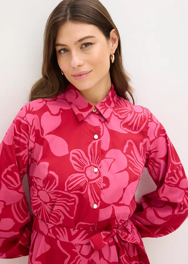 Rochie-bluză din bumbac 100% • pink floral • magazin bonprix