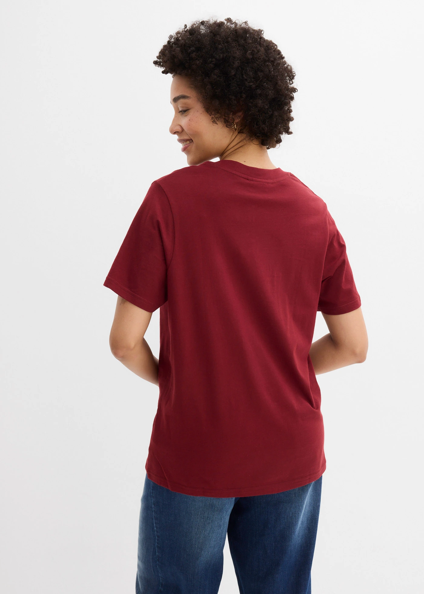 Longshirt (set van 5) • lichtgroen+wit+asroze+grijs gemêleerd+robijnrood • bonprix online shop
