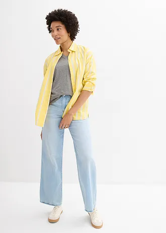 Wijd longshirt met V-hals, korte mouw  (set van 5) • edelsteengroen/wit/grijs gemêleerd/pinklady/saffraangeel • bonprix online shop