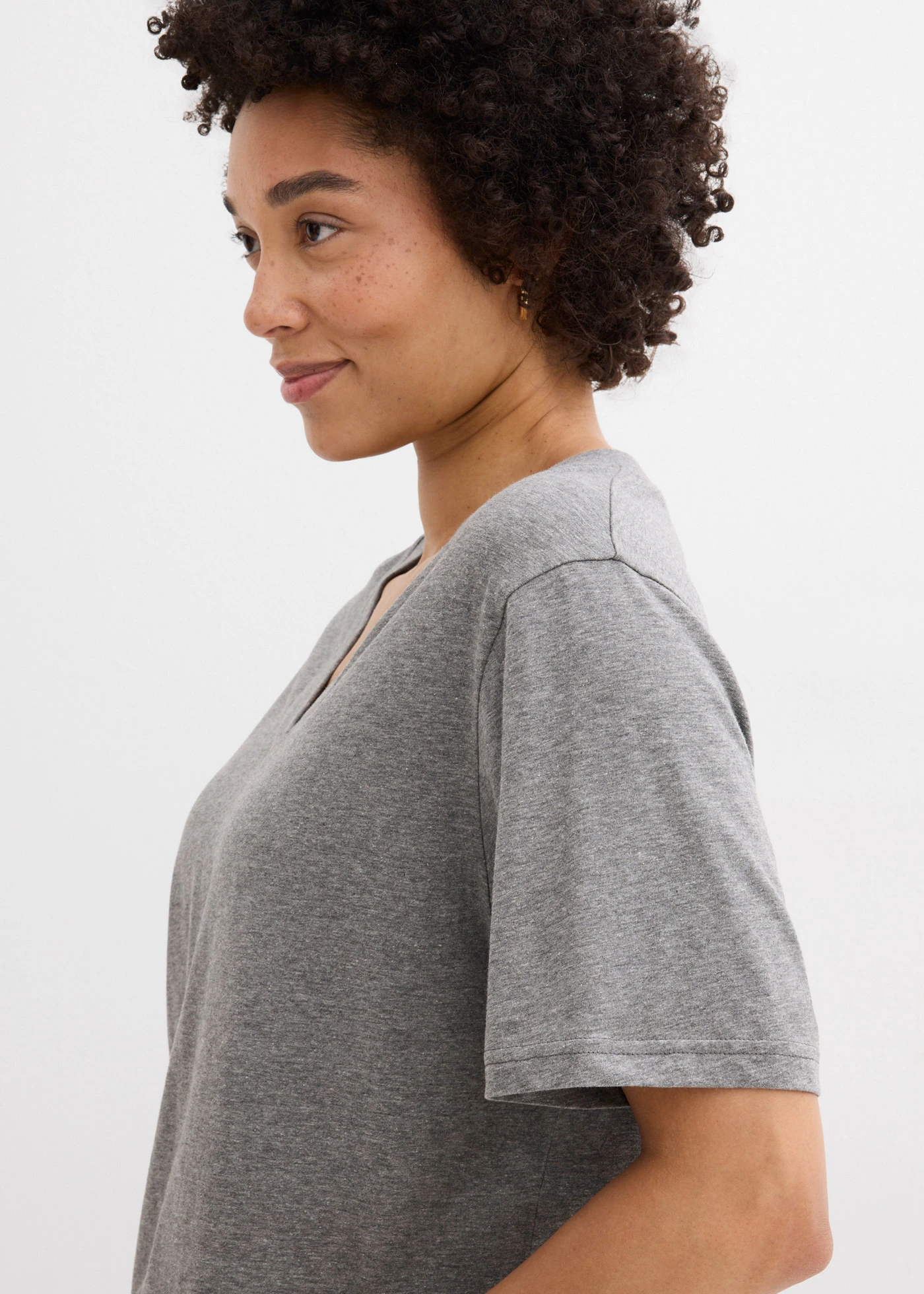 Długi T-shirt (5 szt.) • szmaragdowy+biały+szary melanż+różowy pink lady+żółty szafran • sklep bonprix