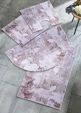 Tapis de bain à imprimé marbre, Couleur: gris imprimé