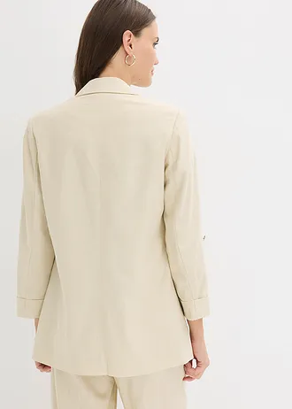 Blazer van een linnenmix, Kleur: lichtsand