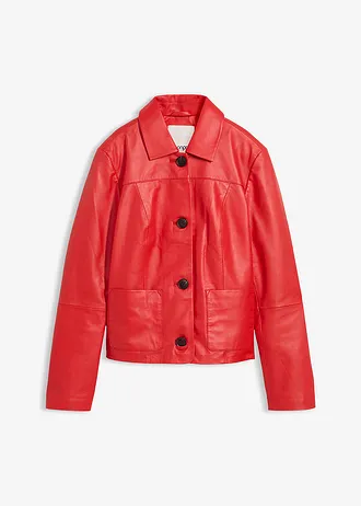Veste courte en cuir d’agneau nappa • fraise • Boutique bonprix