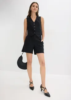 Vesta a šortky ze lněné směsi, barva: černá