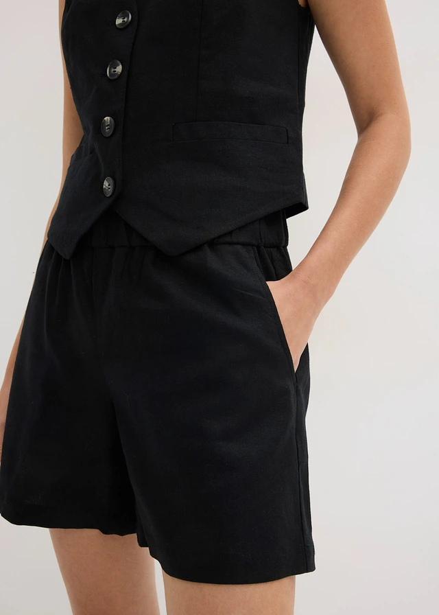 Gilet sans manches et short en lin mélangé • noir • product-page.page-title-suffix