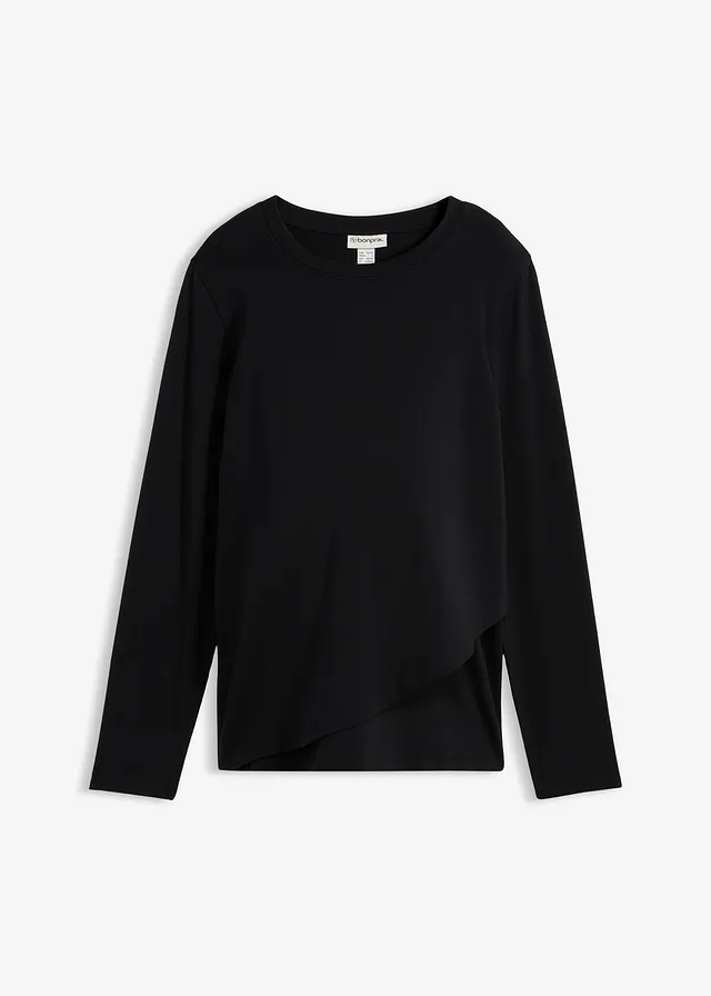 2-in-1 zwangerschapsshirt / voedingsshirt met biologisch katoen • zwart • bonprix online shop