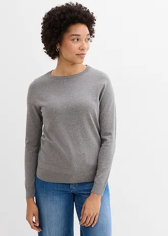 Pull en fine maille • gris chiné • Boutique bonprix