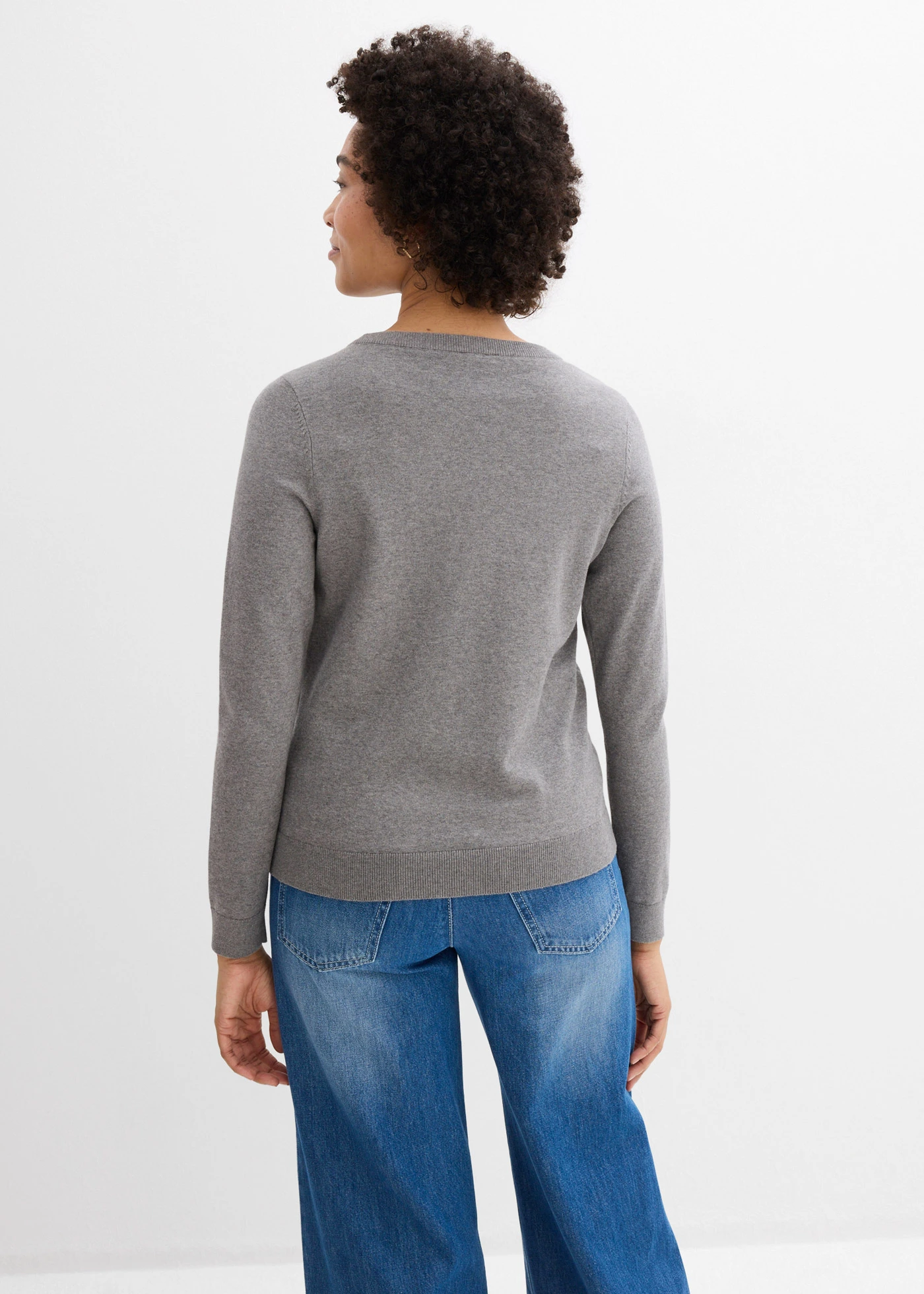 Pull en fine maille • gris chiné • Boutique bonprix