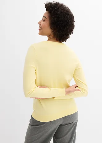 Pull en fine maille, Couleur: jaune clair