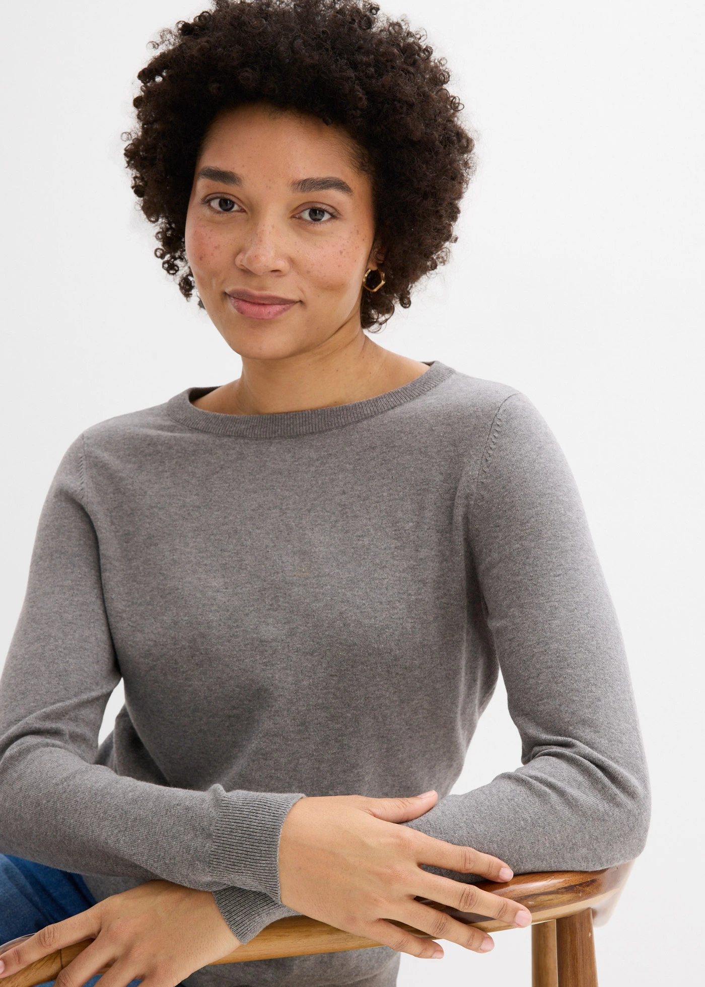 Fijn gebreide trui • grijs gemêleerd • bonprix online shop